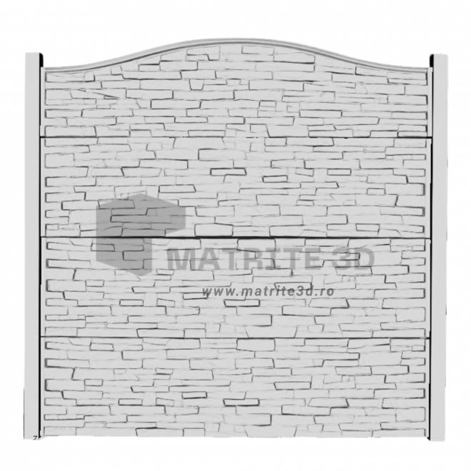 Set Matrite gard panou intreg format din 3 matrite mijloc + 1 terminatia si 2 stalpi LIS, Model – Piatra Sparta Romania