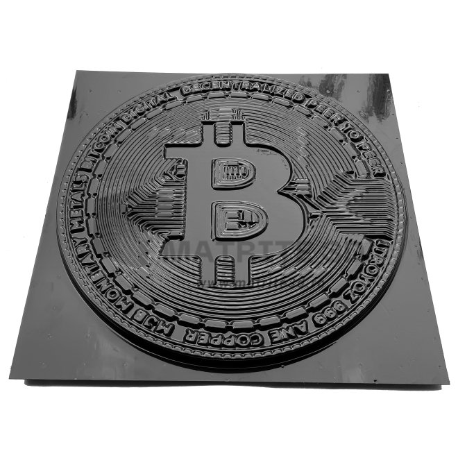 Matrita Panou Decorativ 3D, ABS HIMPACT, Model Bitcoin, 50x50x2cm