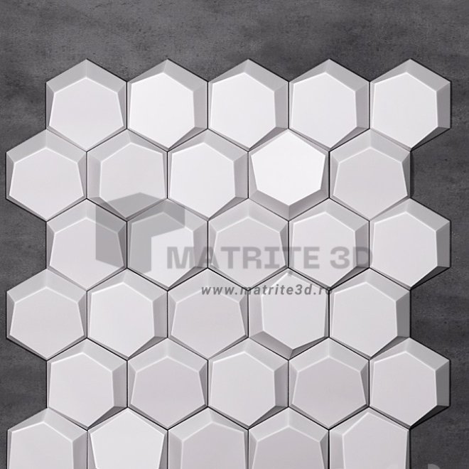 Matrita Panou Decorativ 3D, ABS HIMPACT, Model Hexagon Arte, 50x50x2cm