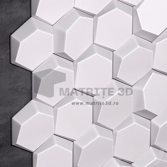 Matrita Panou Decorativ 3D, ABS HIMPACT, Model Hexagon Arte, 50x50x2cm