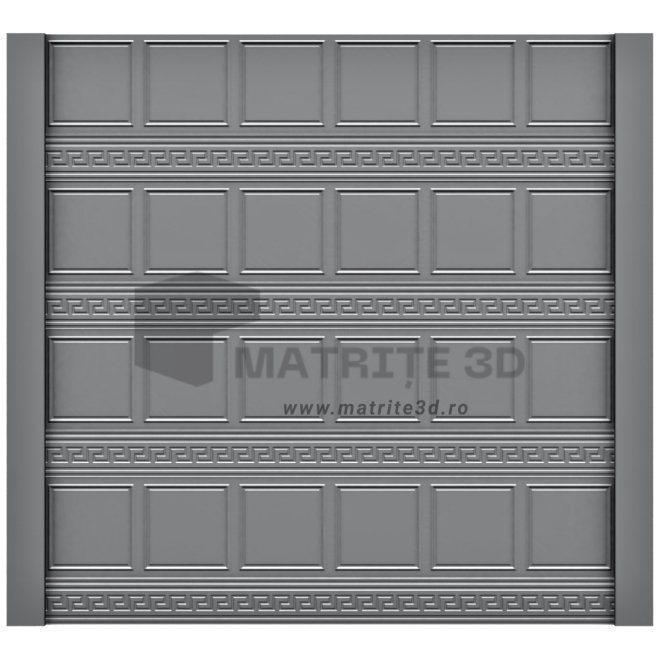 Set Matrite Gard Beton, ABS HIMPACT, panou intreg format din 4 matrite mijloc si 2 stalpi LIS, Model – Opulenta