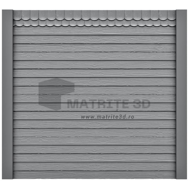 Set Matrite Gard Beton, ABS HIMPACT, panou intreg format din 3 matrite mijloc + 1 terminatia si 2 stalpi LIS, Model – Lemn Premium