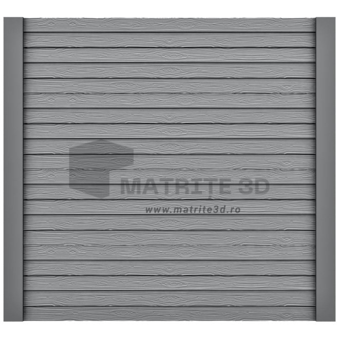 Set Matrite Gard Beton, ABS HIMPACT, panou intreg format din 4 matrite mijloc si 2 stalpi LIS, Model – Lemn Premium