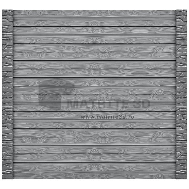 Set Matrite Gard Beton, ABS HIMPACT, panou intreg format din 4 matrite mijloc si 2 stalpi Piatra, Model – Lemn Premium