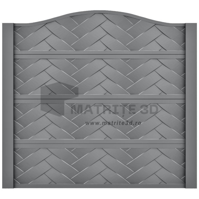 Set Matrite Gard Beton, ABS HIMPACT, panou intreg format din 3 matrite mijloc + 1 terminatia si 2 stalpi Lis, Model – Impletitura