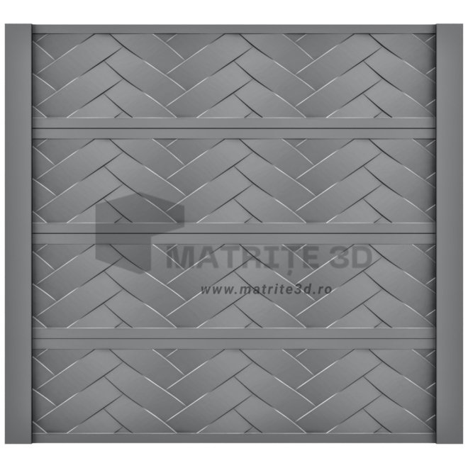 Set Matrite Gard Beton, ABS HIMPACT, panou intreg format din 4 matrite mijloc si 2 stalpi Lis, Model – Impletitura