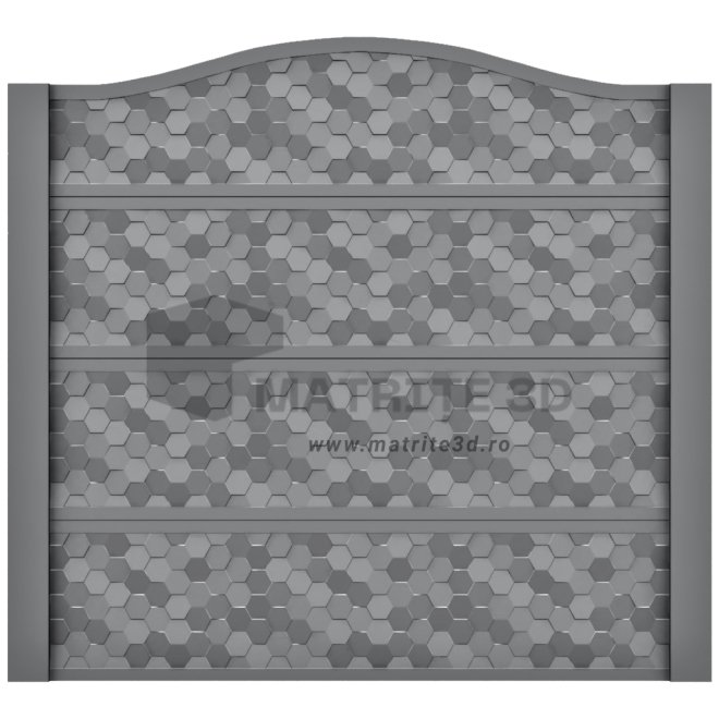 Set Matrite Gard Beton, ABS HIMPACT, panou intreg format din 3 matrite mijloc + 1 terminatia si 2 stalpi LIS, Model – Fagure