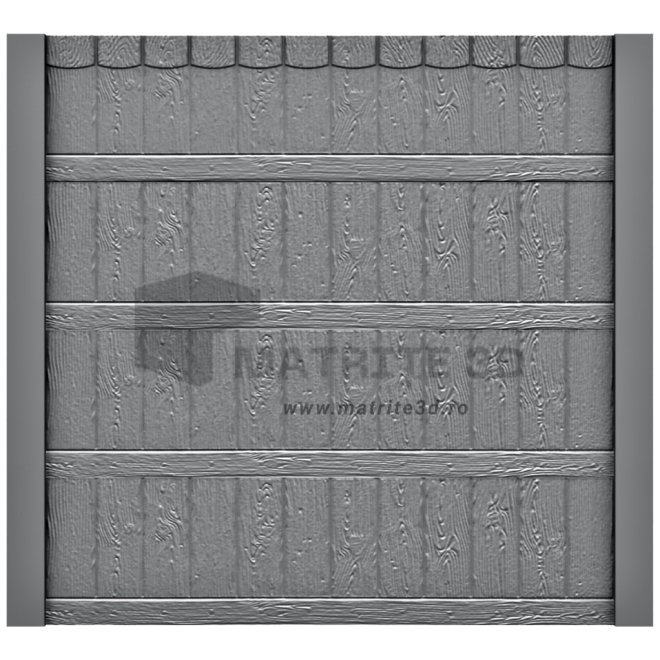 Set Matrite Gard Beton, ABS HIMPACT, panou intreg format din 3 matrite mijloc + 1 terminatia si 2 stalpi LIS, Model – Lemn Rural