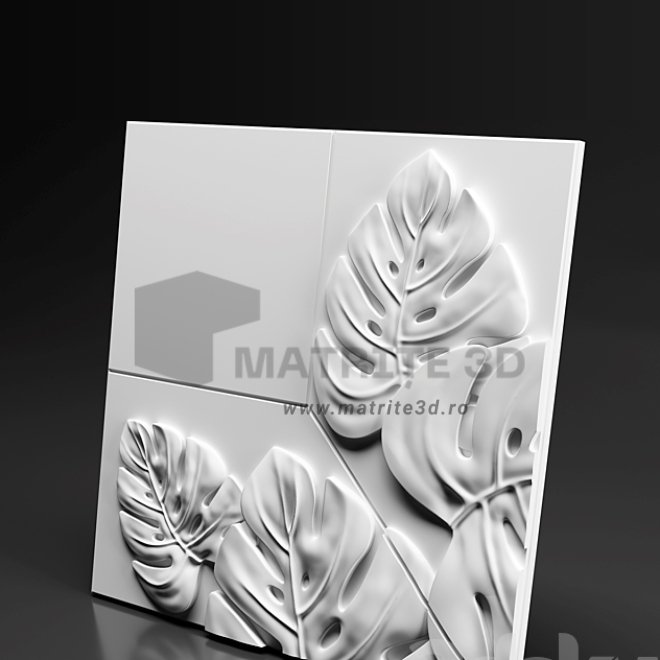 Matrita Panou Decorativ 3D, ABS HIMPACT, Model Filodendron, 50x50x2cm